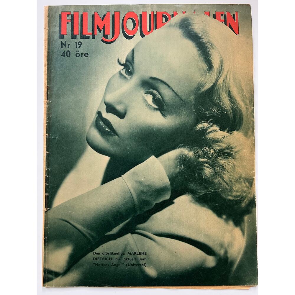 RARE Swedish 1943 Marlene Dietrich Magazine Hollywood, Blue Angel, Venus Blonde